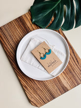 Load image into Gallery viewer, Ocean Teal Blue Leather and Brass Ring Earrings
