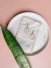 Load image into Gallery viewer, Blush Leather Oval &amp; Double Brass Circles Earrings
