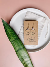 Load image into Gallery viewer, Blush Leather Oval &amp; Double Brass Circles Earrings
