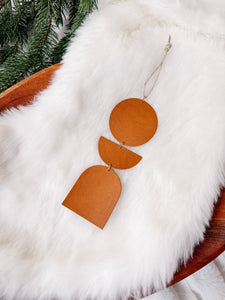 Natural Brown Leather Holiday Ornament