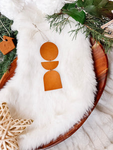 Natural Brown Leather Holiday Ornament