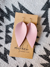 Load image into Gallery viewer, *SALE* Light Pink Large Leather Leaf With Silver Hooks
