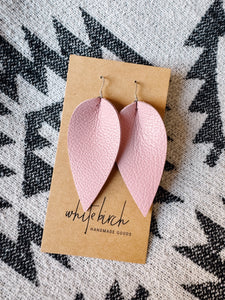 *SALE* Light Pink Large Leather Leaf With Silver Hooks
