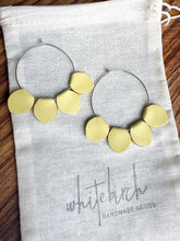 Load image into Gallery viewer, Butter Yellow Leather Petal Hoop Earrings

