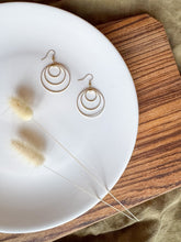 Load image into Gallery viewer, Brass Triple Circle Dangle Earrings
