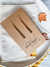 Load image into Gallery viewer, Hammered Brass Drop Bar Earrings
