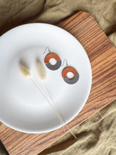 Load image into Gallery viewer, Spice &amp; Coffee Leather Eclipse Statement Earrings
