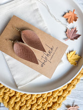 Load image into Gallery viewer, Pecan Brown Leather Leaf Earring
