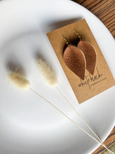 Load image into Gallery viewer, Pecan Brown Leather Leaf Earring
