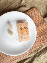 Load image into Gallery viewer, Caramel Leather Petal and Silver Bar Earrings
