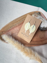 Load image into Gallery viewer, Butter Yellow Leather Petal and Silver Bar Earrings
