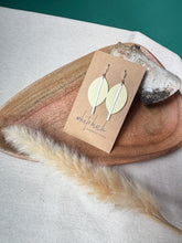 Load image into Gallery viewer, Butter Yellow Leather Petal and Silver Bar Earrings
