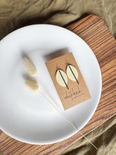 Load image into Gallery viewer, Butter Yellow Leather Petal and Silver Bar Earrings
