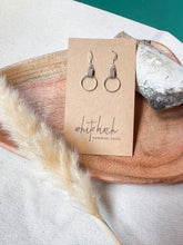 Load image into Gallery viewer, Latte Leather &amp; Small Silver Circle Earrings

