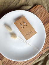 Load image into Gallery viewer, Latte Leather &amp; Small Silver Circle Earrings
