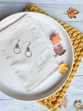 Load image into Gallery viewer, Latte Leather &amp; Small Silver Circle Earrings

