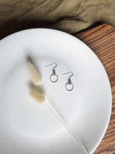 Load image into Gallery viewer, Latte Leather &amp; Small Silver Circle Earrings
