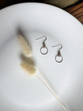 Load image into Gallery viewer, Latte Leather &amp; Small Silver Circle Earrings
