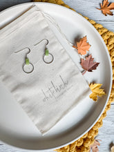 Load image into Gallery viewer, Lime Green Leather &amp; Small Silver Circle Earrings

