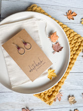 Load image into Gallery viewer, Burgundy Leather &amp; Small Silver Circle Earrings
