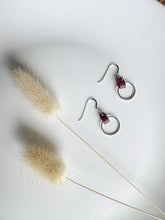 Load image into Gallery viewer, Burgundy Leather &amp; Small Silver Circle Earrings
