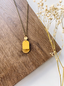 *SALE* Mustard Leather and & Brass Accents Necklace