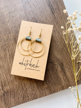 Load image into Gallery viewer, Sage Leather &amp; Brass Small Circles Earrings
