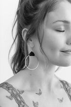 Load image into Gallery viewer, Granite Leather &amp; Brass Circle Earrings
