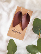 Load image into Gallery viewer, Red Brown Leather Leaf Earrings
