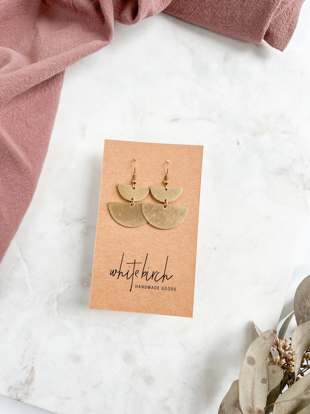 Brass Double Half Moon Statement Earrings