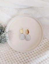 Load image into Gallery viewer, Hammered Brass and Silver Leather Pebble Statement Earrings
