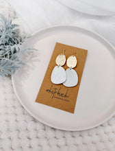Load image into Gallery viewer, Hammered Brass and Silver Leather Pebble Statement Earrings
