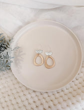Load image into Gallery viewer, Brushed Silver Halfmoon &amp; Rose Gold Leather Irregular Oval Outline Earrings
