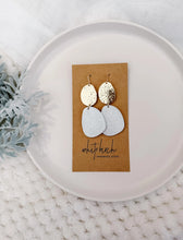 Load image into Gallery viewer, Hammered Brass and Silver Leather Pebble Statement Earrings
