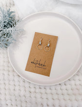 Load image into Gallery viewer, Gold Leather &amp; Small Silver Circle Earrings
