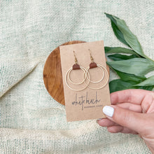 Load image into Gallery viewer, Distressed Rich Brown Leather &amp; Brass Small Circles Earrings
