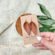 Load image into Gallery viewer, Distressed Russet Leather Leaf Earrings
