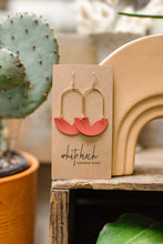 Load image into Gallery viewer, *SALE* Coral Pink Tulip Leather and Gold Earrings
