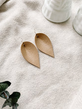 Load image into Gallery viewer, *SALE* Distressed Almond Leather Small Leaf Earrings
