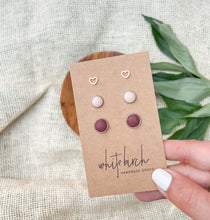 Load image into Gallery viewer, Leather Stud Earring Pack - Love
