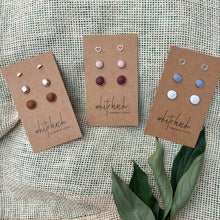 Load image into Gallery viewer, Leather Stud Earring Pack - Love
