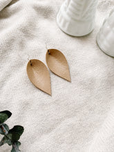 Load image into Gallery viewer, Distressed Almond Leather Leaf Earrings
