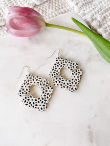 Boho Aztec Black and White Print Cork Leather Earrings