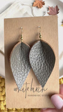 Load and play video in Gallery viewer, Burnt Olive Leather Leaf Earring
