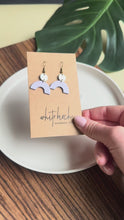 Load and play video in Gallery viewer, Vibrant Lavendar Leather Arch and Tiny Brass Disc Earrings
