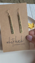 Load and play video in Gallery viewer, Hammered Brass Drop Bar Earrings
