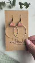 Load and play video in Gallery viewer, Peach Dust Leather &amp; Brass Circle Earrings
