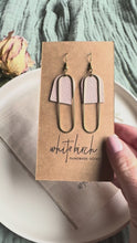 Load and play video in Gallery viewer, Blush Leather &amp; Brass Oval Accent Earrings
