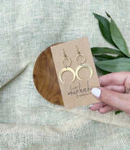 Load and play video in Gallery viewer, Brass Moon Earrings
