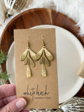Load and play video in Gallery viewer, Brushed Brass Leaf Earrings
